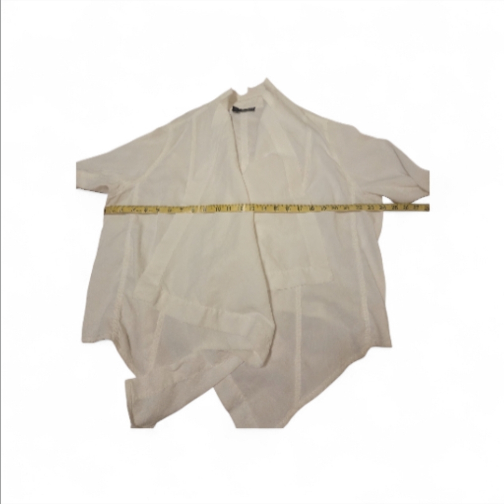 Eileen Fisher Woman 1X Linen Blend Open Front Drape Jacket Ivory Italian Fabric - Picture 3 of 10